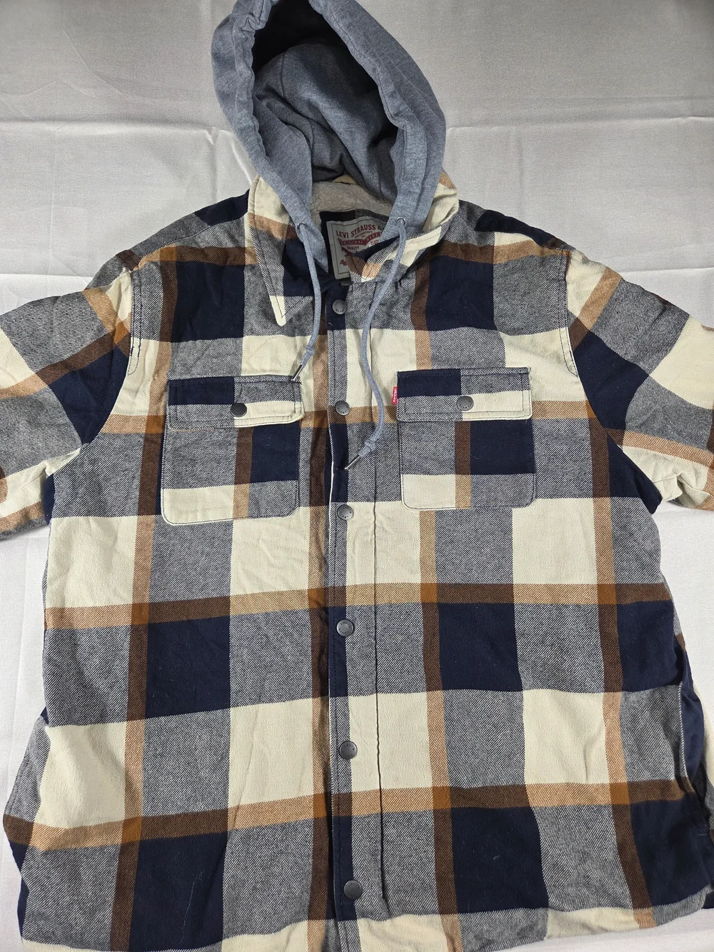 Levi's XL Sherpa Lined Hooded Plaid Shacket Jacket - Picture 1 of 10